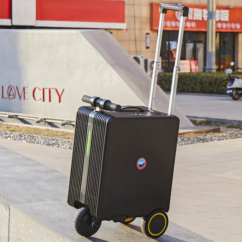 2-in-1 Smart Rideable Electric Suitcase 20" Carry On Luggage With Wheels Motorized Scooter Suitcase TSA Lock w/Removable Battery