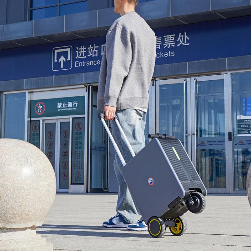 2-in-1 Smart Rideable Electric Suitcase 20" Carry On Luggage With Wheels Motorized Scooter Suitcase TSA Lock w/Removable Battery