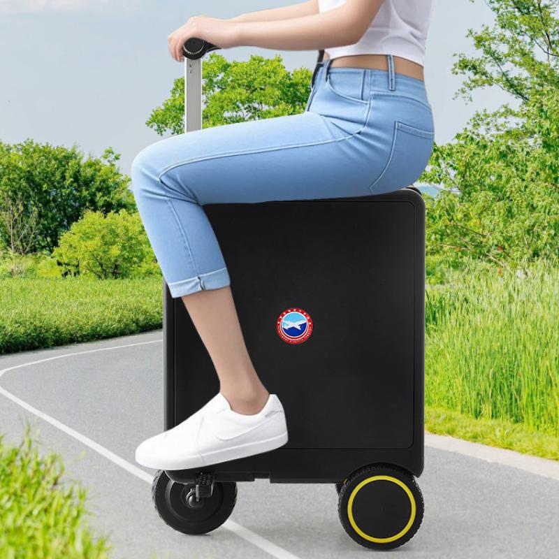 2-in-1 Smart Rideable Electric Suitcase 20" Carry On Luggage With Wheels Motorized Scooter Suitcase TSA Lock w/Removable Battery