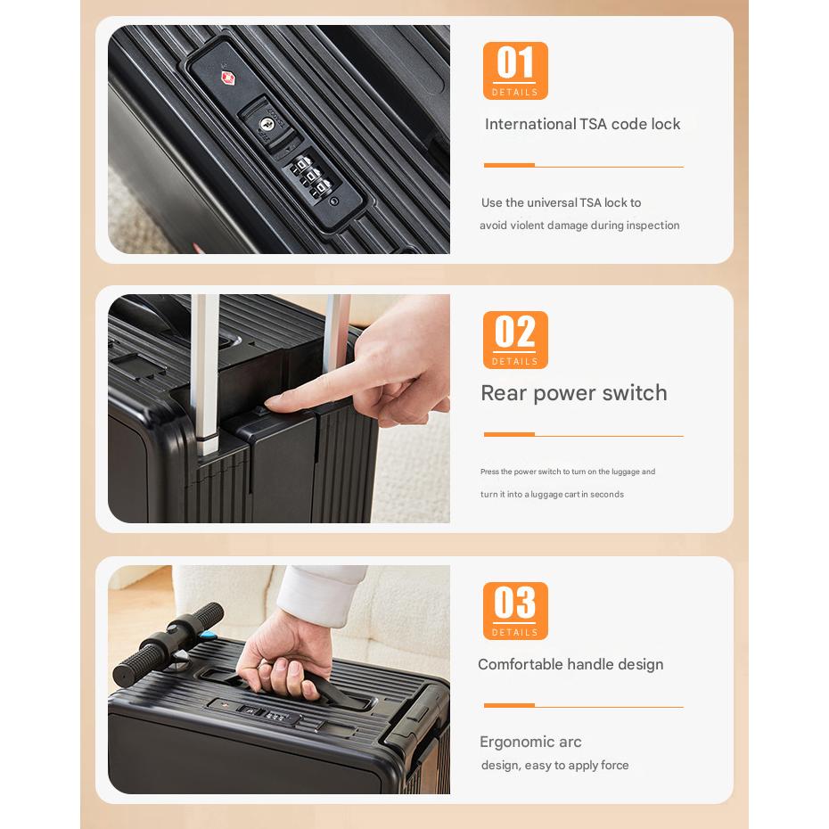 2-in-1 Smart Rideable Electric Suitcase 20" Carry On Luggage With Wheels Motorized Scooter Suitcase TSA Lock w/Removable Battery