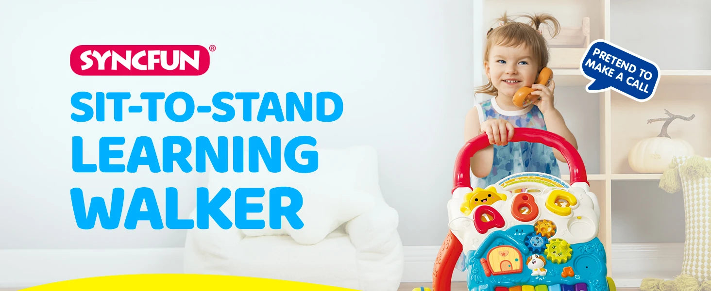 JOYFY Baby Learning Walker 2 in 1 Sit to Stand Learning Toys for Baby Toys 6-12 Months Educational Present Push Walker Gift