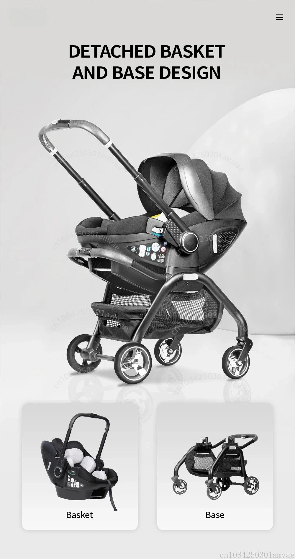 Multi Functional Newborn Baby Sleeping Basket, Baby Safety Seat, Baby Stroller, Multi-purpose Portable Four-wheel Stroller