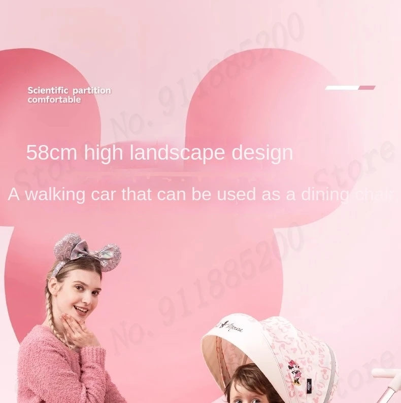 Baby Stroller Can sit and lie Down Lightweight One-touch Folding Waterproof High Landscape 360 ° Rotation Two-way Push Stroller