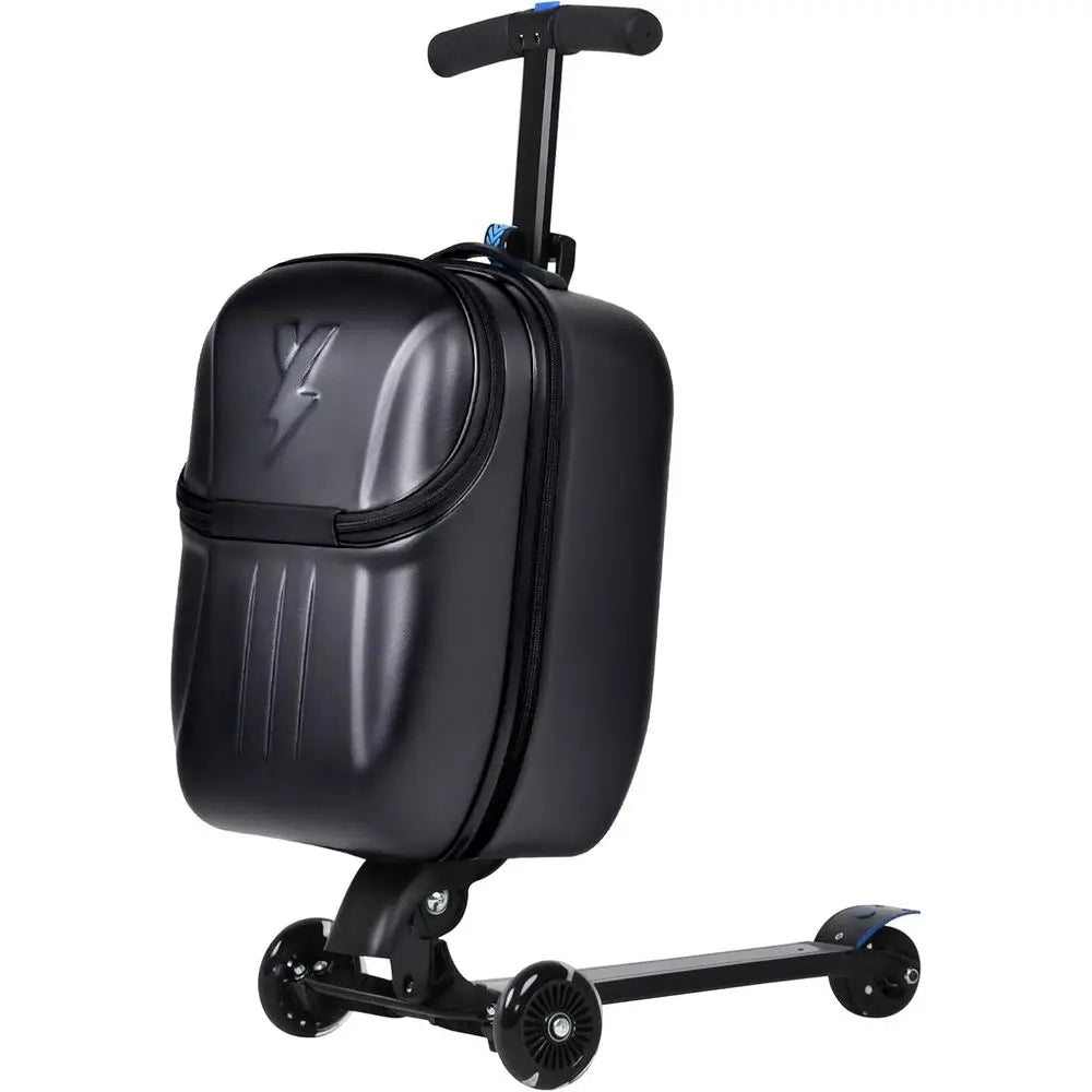 Lightweight 20-inch Scooter Suitcase with Front Opening for Carry-On, Suitable for All Ages in Black