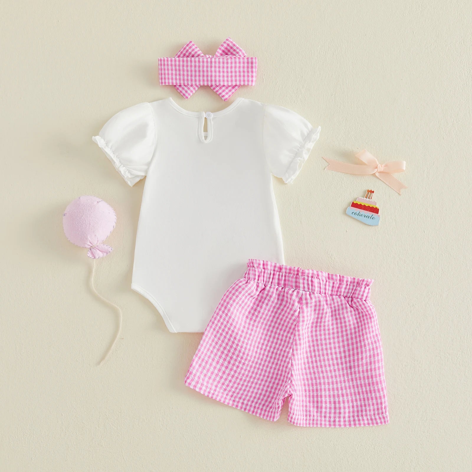 Toddler Girls Summer Outfits Short Sleeve Floral Print Romper Skirt Bow Headband Set Baby Clothes for Birthday Party