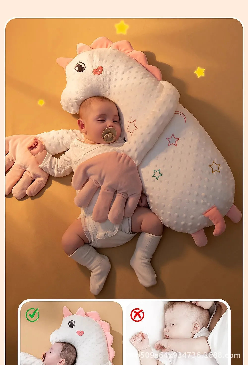 Unicorn Plush Baby Soothing Palm Pillow Mimic Mom Hug Anti Startle Sleep Soother For Newborn Infant Patting Belly Arms Support