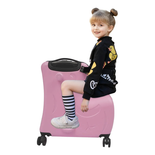 2-in-1 Kids Ride-On Suitcase, 20L Carry-On Luggage with Seat & Wheels for Ages 3-6