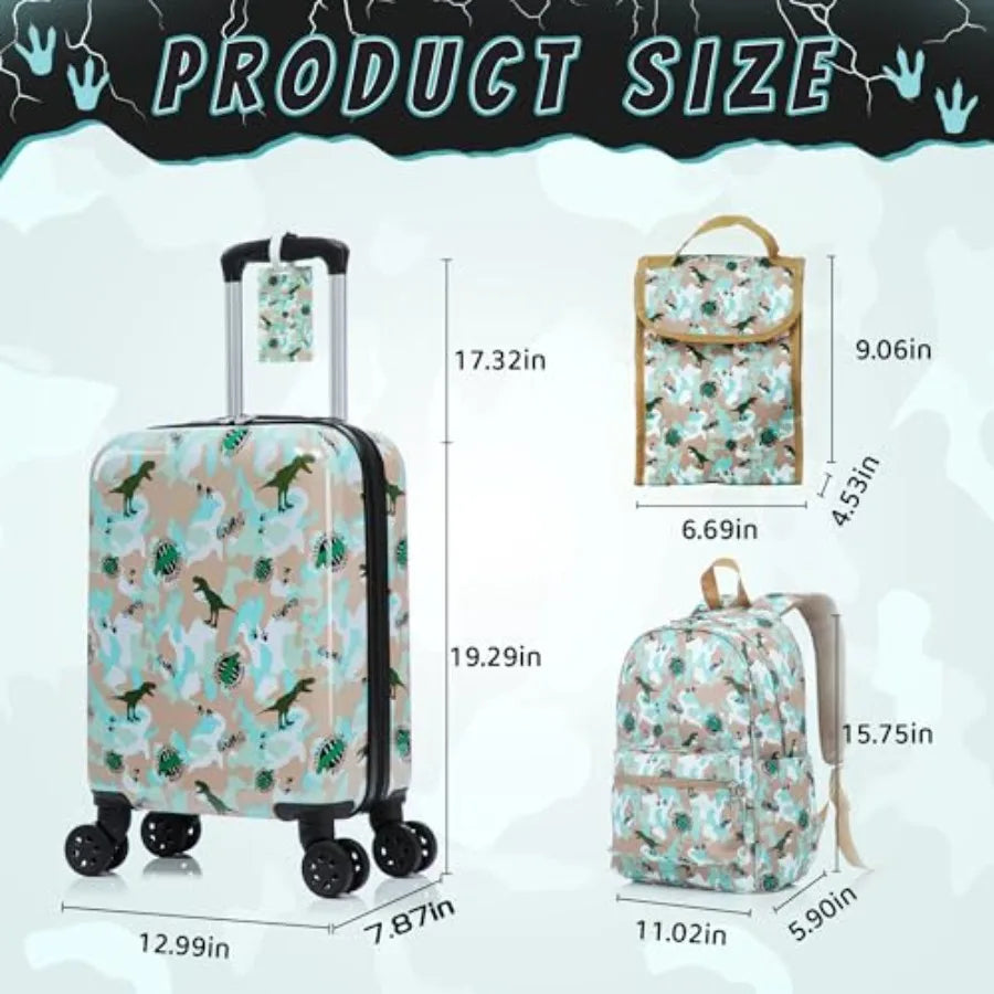 Kid's Luggage Set 6 Pcs Suitcase Set 16'' Hardside Luggage with Spinner Wheels Girls Boys ry on Luggage Travel Rolling Luggage