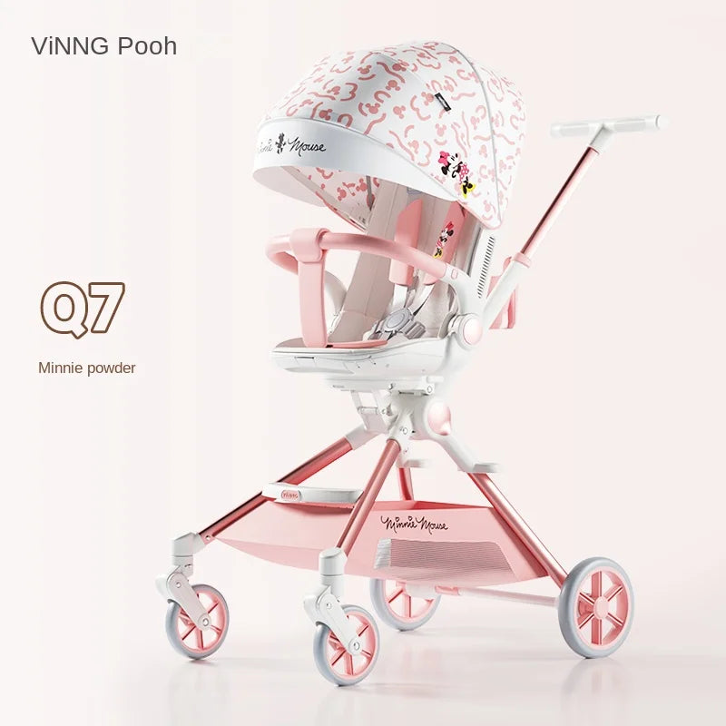 Baby Stroller Can sit and lie Down Lightweight One-touch Folding Waterproof High Landscape 360 ° Rotation Two-way Push Stroller