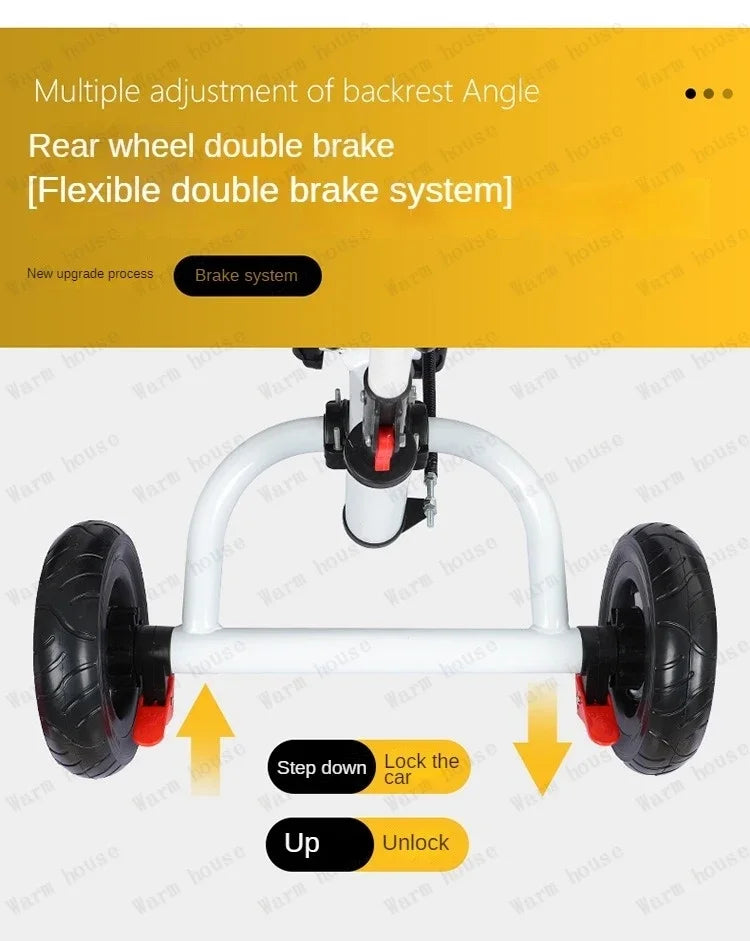 Children's Double Stroller Multifunctional Two-way Baby Stroller  Twins Stroller Double Folding Three-wheel Car