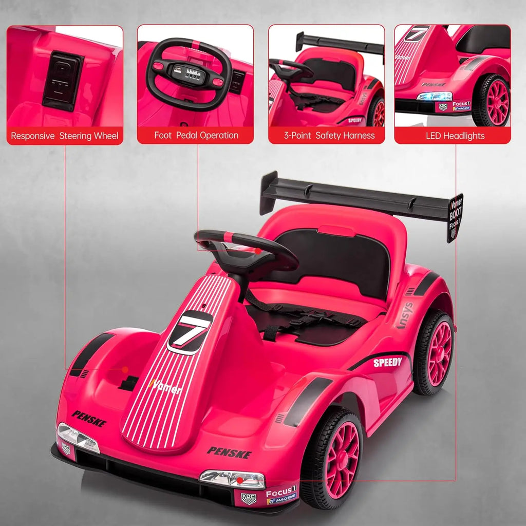 Kids Go Kart, Electric Ride On Drift Kart with Dual Motors,LED Lights, Safety Belt,Battery Powered Outdoor Ride On Racing Toy