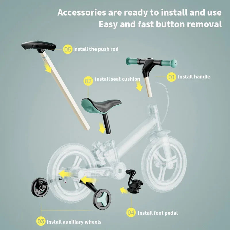 Children's bicycle balance bike 4-in-1  1-6-year-old girl boy pedal folding bike