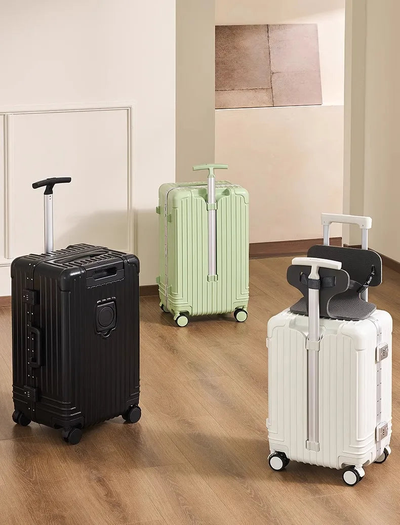 Baby Mother Travel Suitcase Children Can Sit and Ride Luggage with Cup Holder USB Trolley Case Lazy Walking Boarding Suitcases