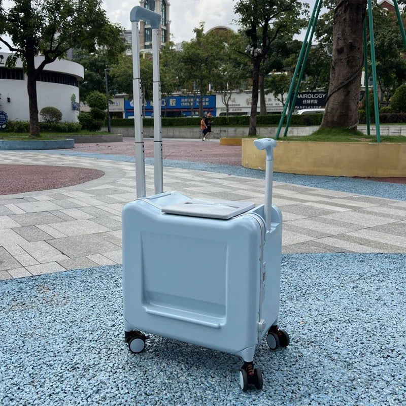 20-inch Carry-On Suitcase with Child Seat PC Rolling Luggage Multifunctional Parenting Essential Travel Suitcase Trolley Case