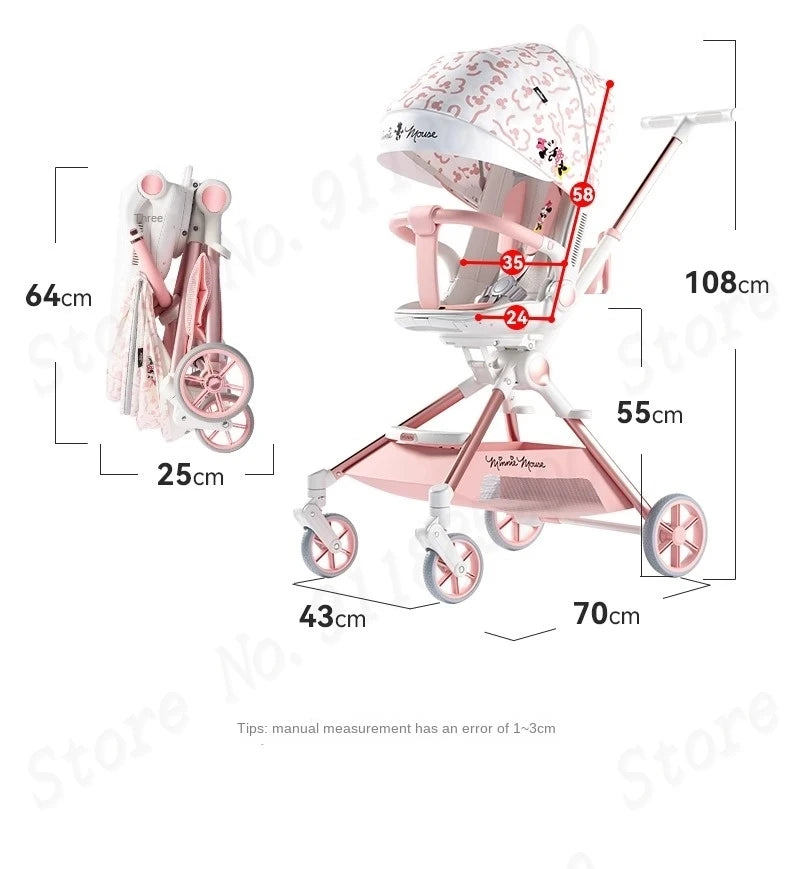 Baby Stroller Can sit and lie Down Lightweight One-touch Folding Waterproof High Landscape 360 ° Rotation Two-way Push Stroller