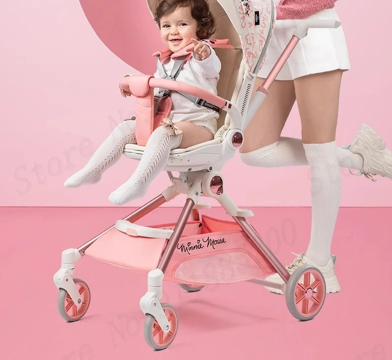 Baby Stroller Can sit and lie Down Lightweight One-touch Folding Waterproof High Landscape 360 ° Rotation Two-way Push Stroller