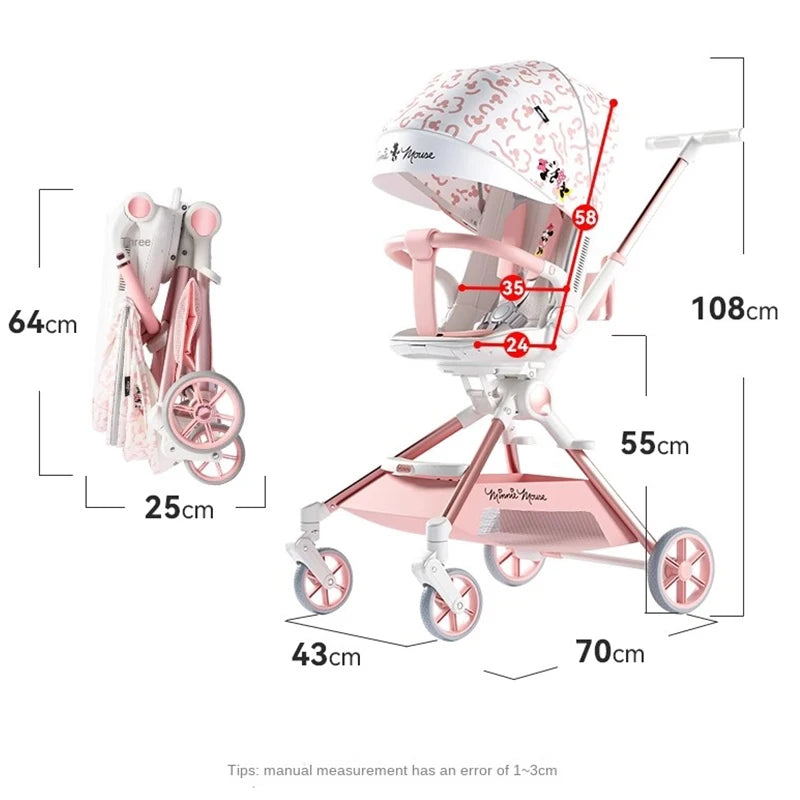 Baby Stroller Can sit and lie Down Lightweight One-touch Folding Waterproof High Landscape 360 ° Rotation Two-way Push Stroller