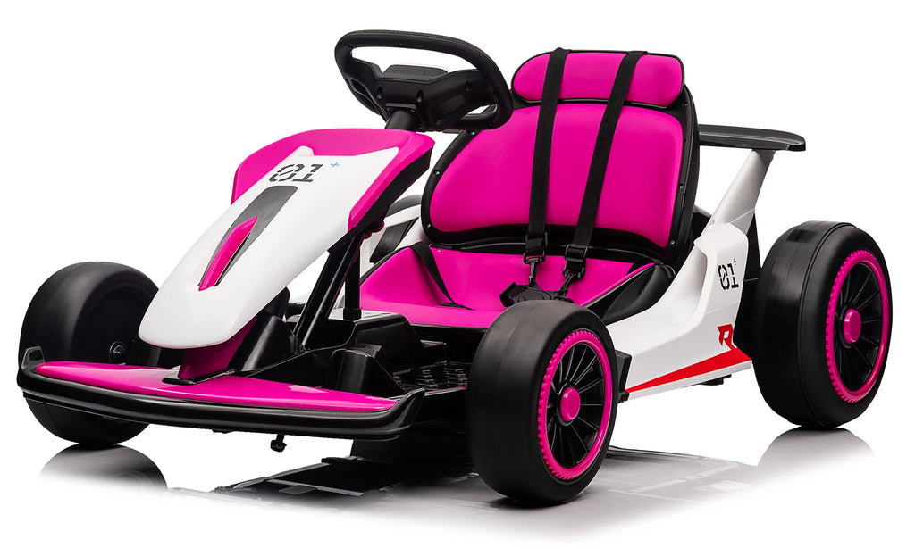 Electric Go Kart for Kids, 24V Drift Kart with 2X200W Strong Motor, 7AH Battery, Electric Pedals, Outdoor Race Ride-On Toys
