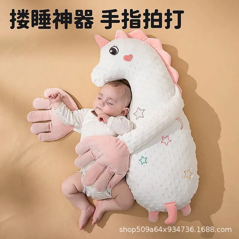 Unicorn Plush Baby Soothing Palm Pillow Mimic Mom Hug Anti Startle Sleep Soother For Newborn Infant Patting Belly Arms Support