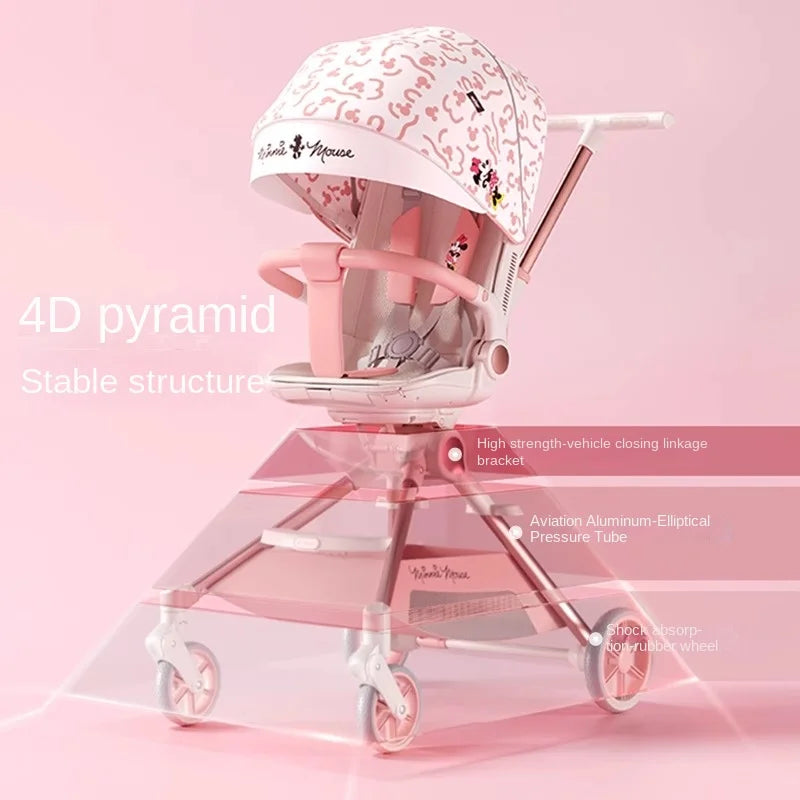 Baby Stroller Can sit and lie Down Lightweight One-touch Folding Waterproof High Landscape 360 ° Rotation Two-way Push Stroller