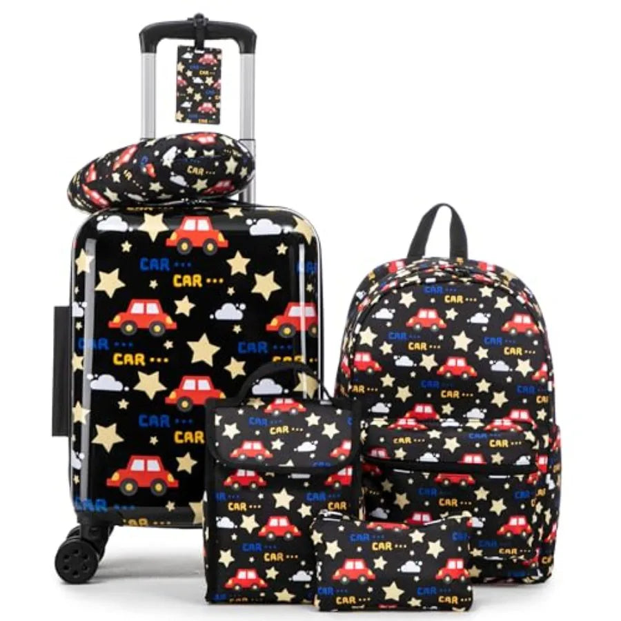 Kid's Luggage Set 6 Pcs Suitcase Set 16'' Hardside Luggage with Spinner Wheels Girls Boys ry on Luggage Travel Rolling Luggage