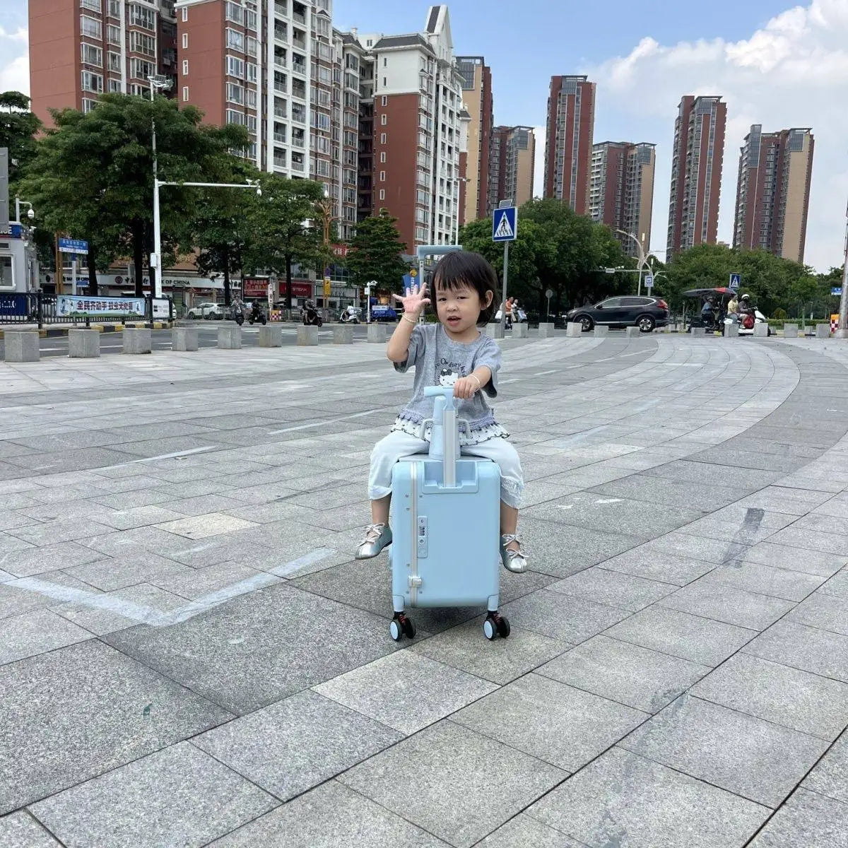 20-inch Carry-On Suitcase with Child Seat PC Rolling Luggage Multifunctional Parenting Essential Travel Suitcase Trolley Case