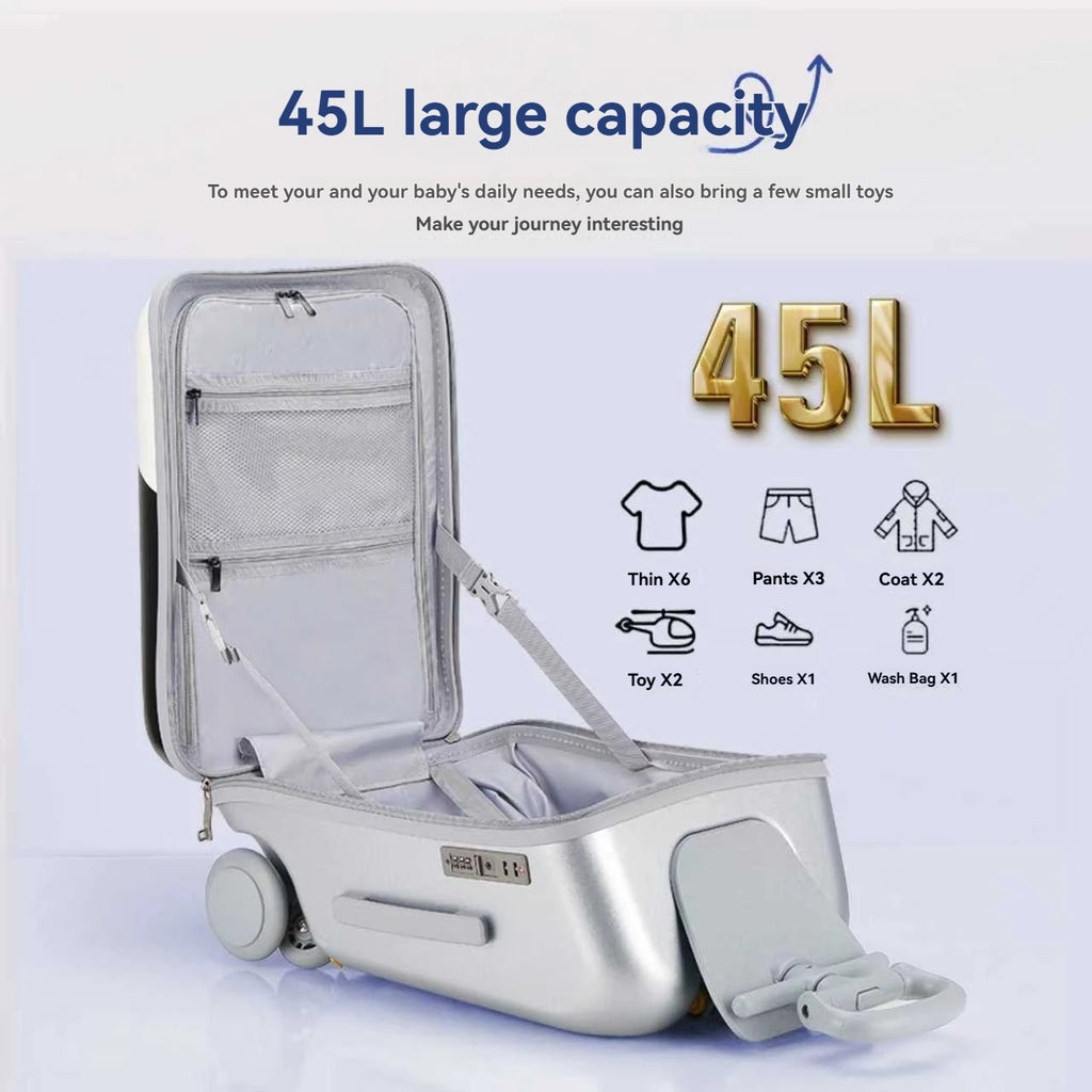 1-Piece Set of Children's Luggage That Can Be Used as a Ride-On Suitcase and Carry-On Travel Suitcase, a Travel Essential That Can Be Disassembled, Suitable for Children Aged 2-12