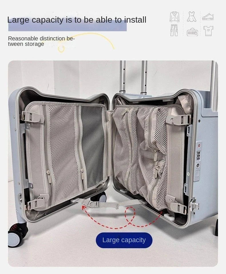 20-inch Carry-On Suitcase with Child Seat PC Rolling Luggage Multifunctional Parenting Essential Travel Suitcase Trolley Case