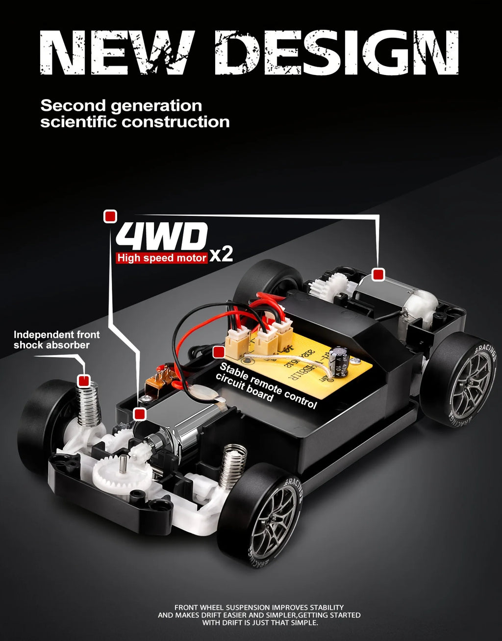 1: 24 Speed Four-wheel Drive RC Drift Remote Control Car 2.4G Remote Control Racing Car Children Electric Toy Christmas Gift
