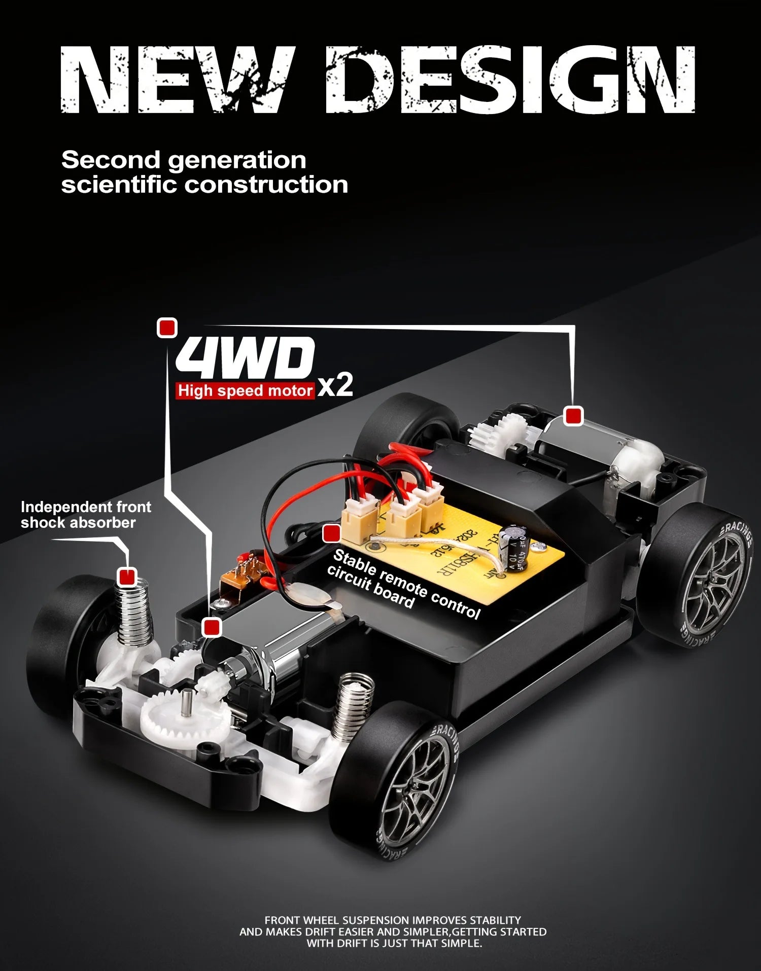 1: 24 Speed Four-wheel Drive RC Drift Remote Control Car 2.4G Remote Control Racing Car Children Electric Toy Christmas Gift