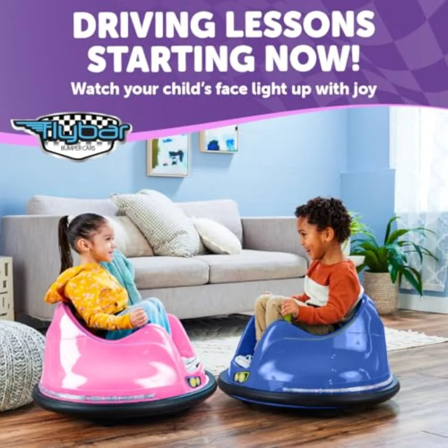 6V Bumper Car for Toddlers, Electric Toddler Ride On Toys for Kids, Baby, Ages 1.5-4 Years, LED Lights, 360 Degree Spin, Support