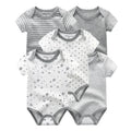Kiddiezoom 5-piece fashionable cartoon boy and girl jumpsuit 100% pure cotton comfortable newborn jumpsuit summer