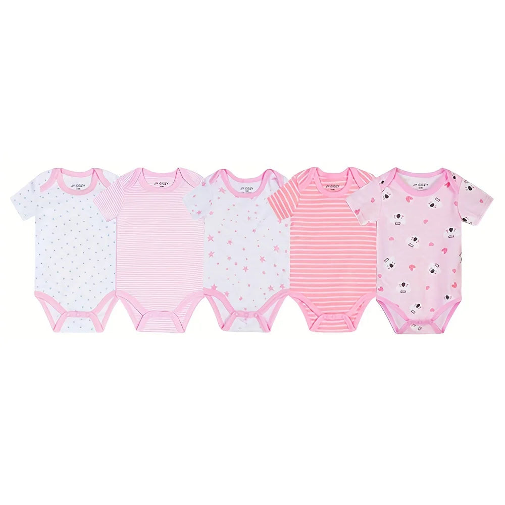 baby girl clothes pink cotton 20 pieces set 5 onesie 5 pants 5 gloves 5 hats newborn romper sets infant outfits soft homewear best gift for new mom