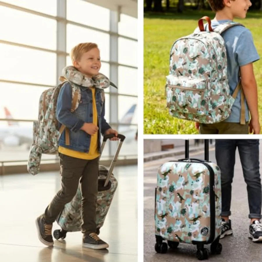 Kid's Luggage Set 6 Pcs Suitcase Set 16'' Hardside Luggage with Spinner Wheels Girls Boys ry on Luggage Travel Rolling Luggage