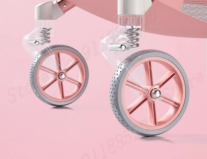 Baby Stroller Can sit and lie Down Lightweight One-touch Folding Waterproof High Landscape 360 ° Rotation Two-way Push Stroller