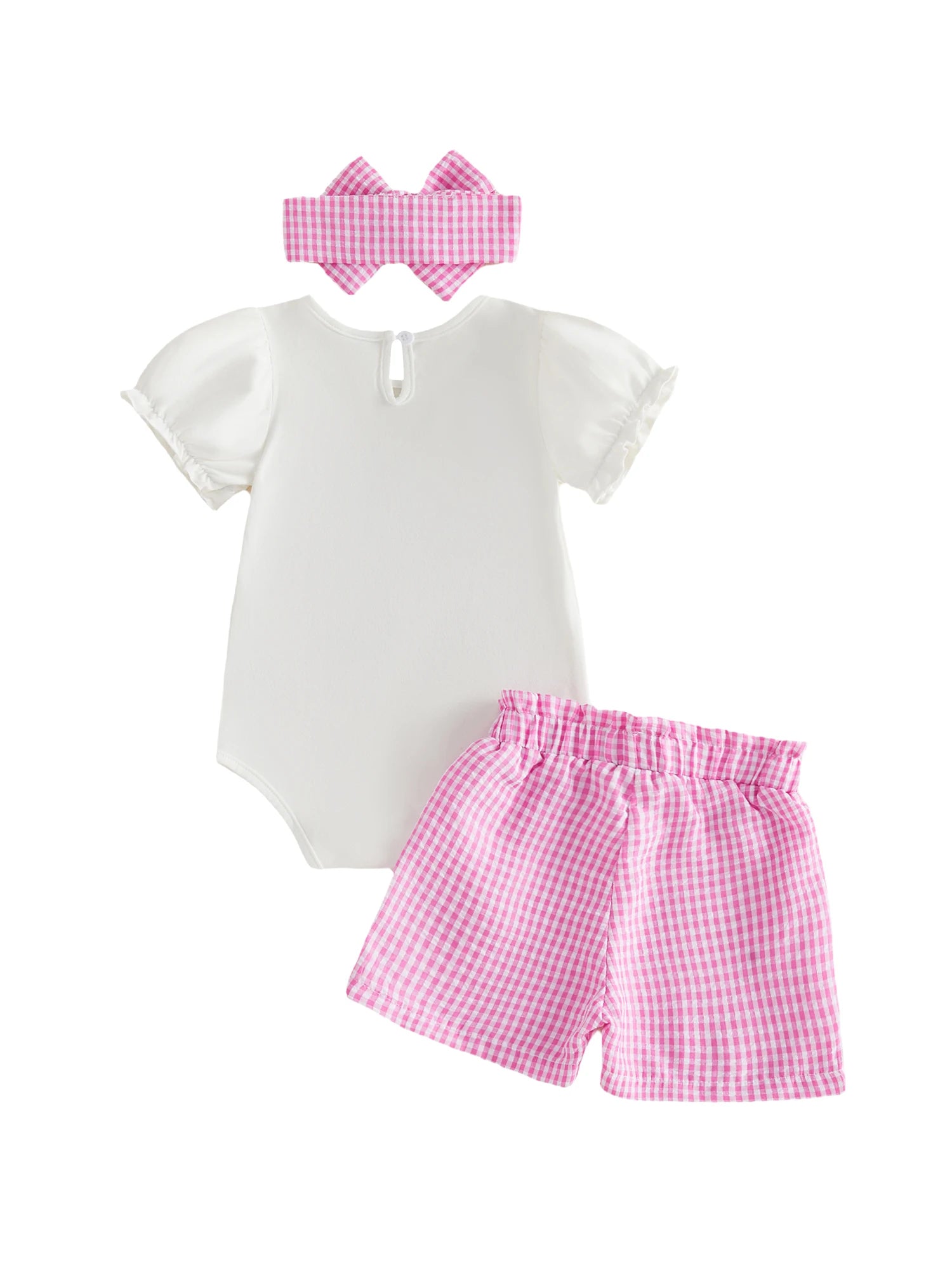 Toddler Girls Summer Outfits Short Sleeve Floral Print Romper Skirt Bow Headband Set Baby Clothes for Birthday Party