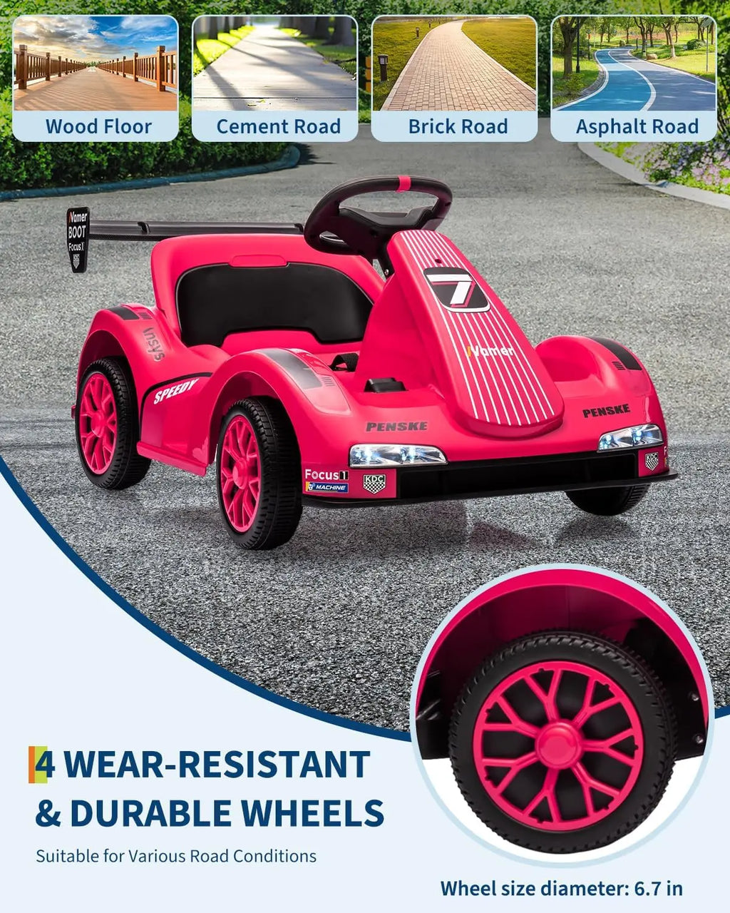 Kids Go Kart, Electric Ride On Drift Kart with Dual Motors,LED Lights, Safety Belt,Battery Powered Outdoor Ride On Racing Toy