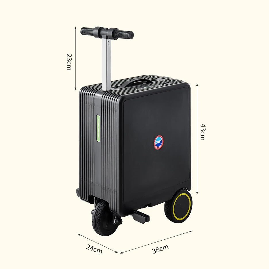 2-in-1 Smart Rideable Electric Suitcase 20" Carry On Luggage With Wheels Motorized Scooter Suitcase TSA Lock w/Removable Battery