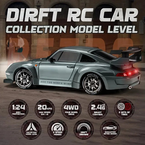 1: 24 Speed Four-wheel Drive RC Drift Remote Control Car 2.4G Remote Control Racing Car Children Electric Toy Christmas Gift
