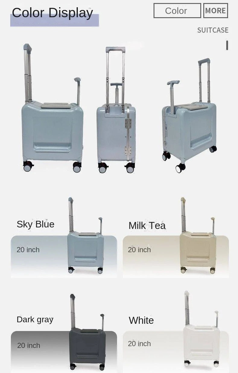 20-inch Carry-On Suitcase with Child Seat PC Rolling Luggage Multifunctional Parenting Essential Travel Suitcase Trolley Case