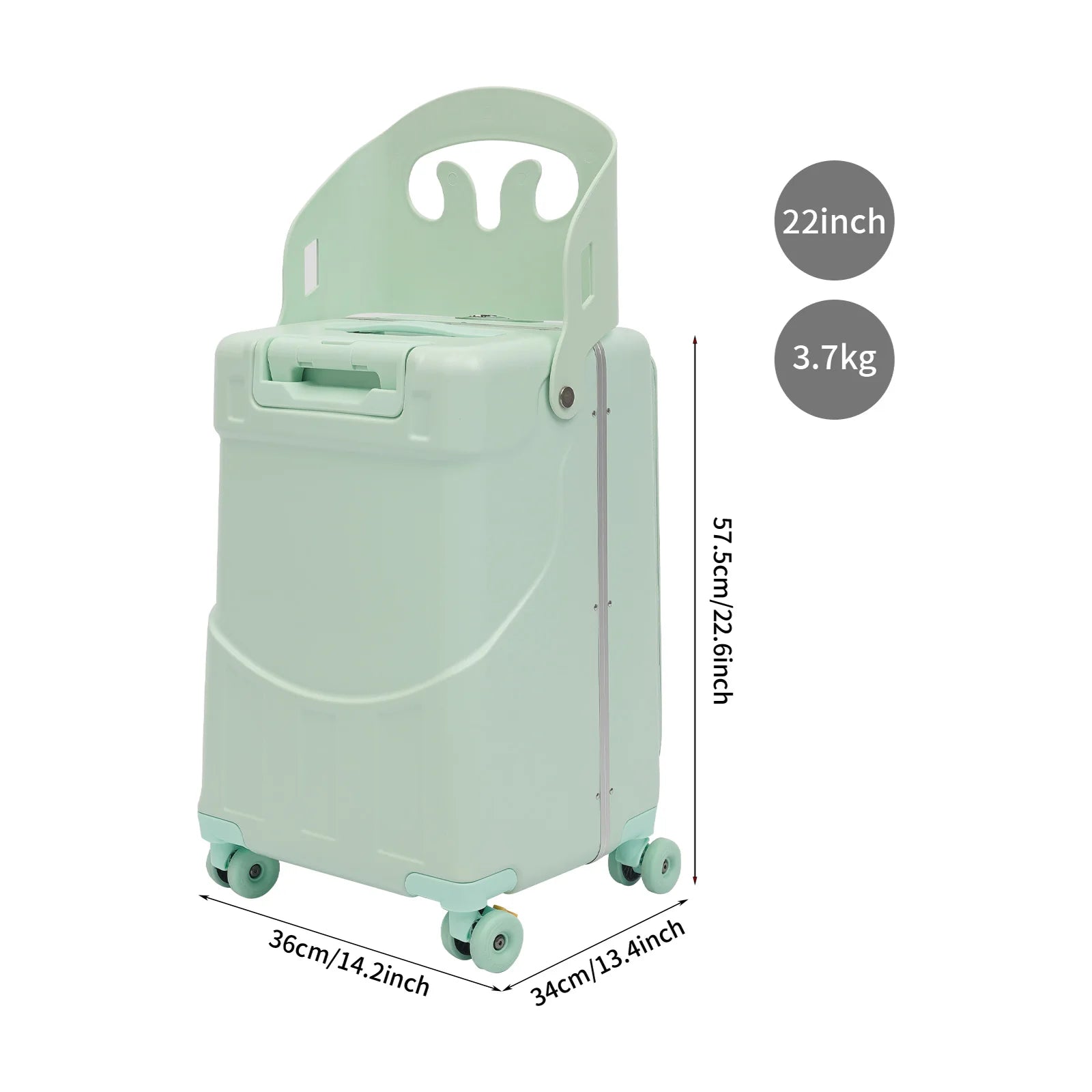 Portable Trolley Suitcase,Kid Ride-on Trolley Case, Top Opening Suitcase with Wheels