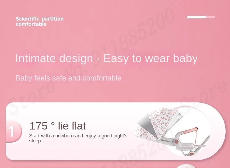 Baby Stroller Can sit and lie Down Lightweight One-touch Folding Waterproof High Landscape 360 ° Rotation Two-way Push Stroller
