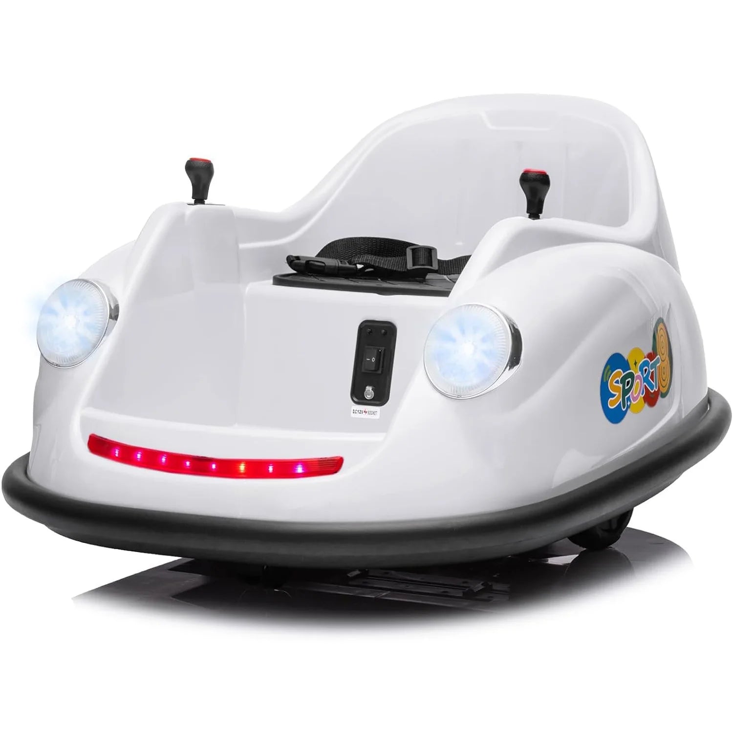 12V Electric Bumper Car Ride-on Toy with Parent Remote,360°Spinning,2 Speeds,Bluetooth Music & LED Lights for Kids & Toddlers