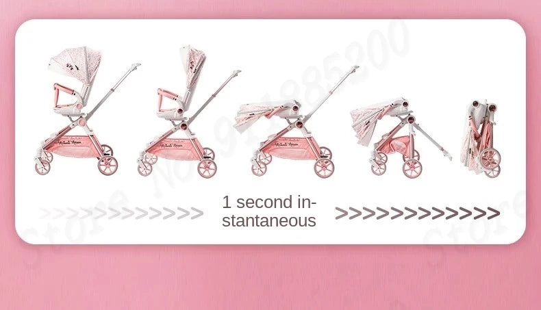 Baby Stroller Can sit and lie Down Lightweight One-touch Folding Waterproof High Landscape 360 ° Rotation Two-way Push Stroller