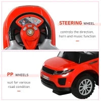 Kids Push Car Ride on Toy Red Black Stroller with Horn Music Light Steering Wheel Removable Guardrail for Toddlers 12 36 Months