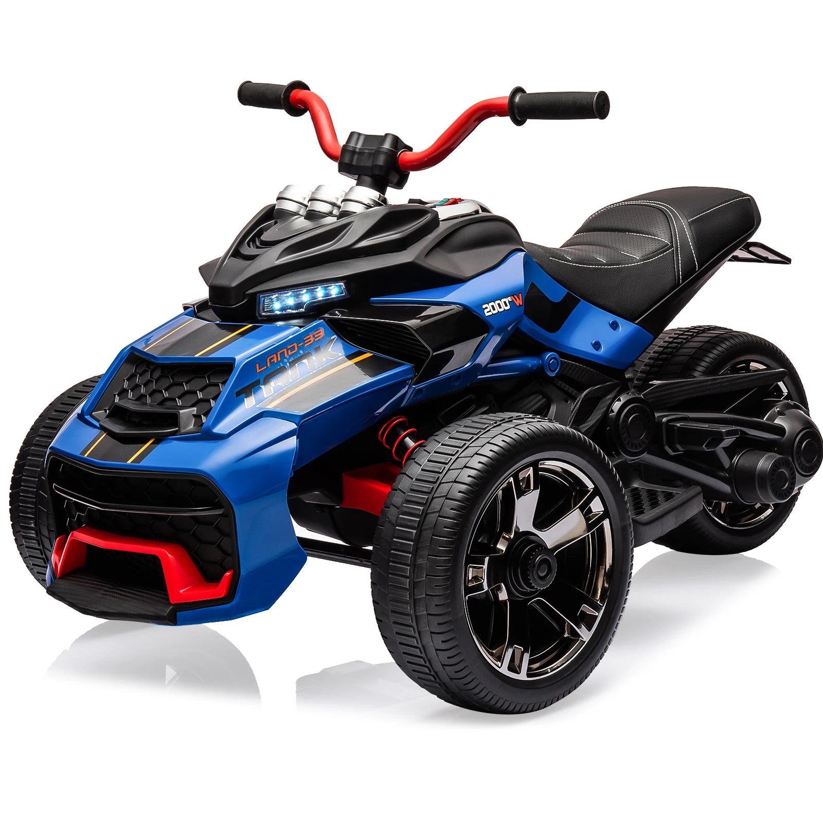 12V Kids Ride-on ATV Motorcycle, 3-Wheeler Electric Toy Car with LED Lights, Music, Horn, USB & Treaded Tires Battery-Powered