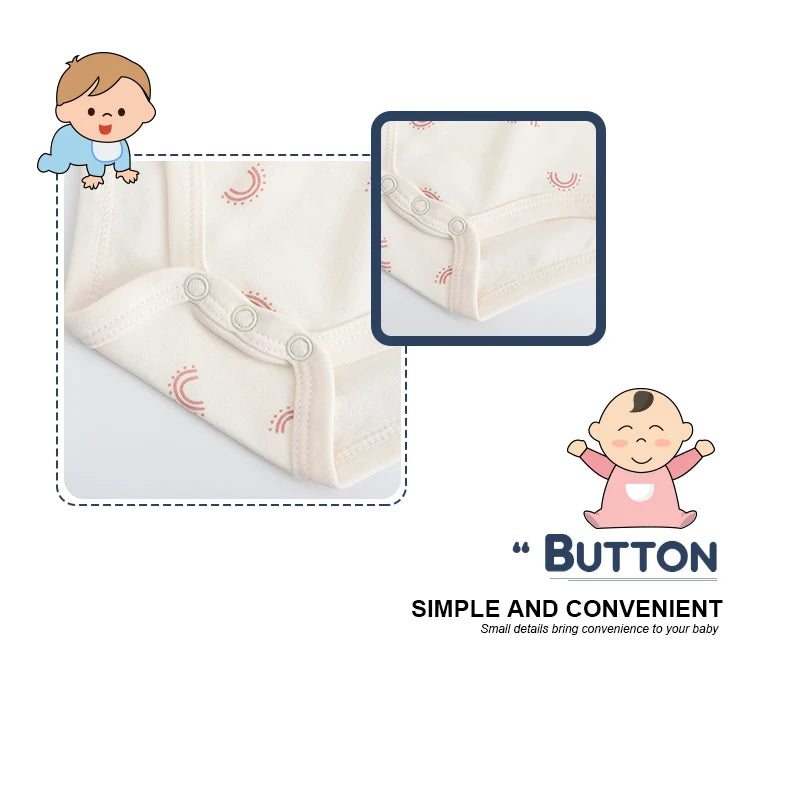 Kiddiezoom 5-piece fashionable cartoon boy and girl jumpsuit 100% pure cotton comfortable newborn jumpsuit summer