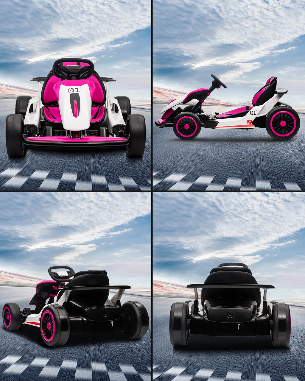 Electric Go Kart for Kids, 24V Drift Kart with 2X200W Strong Motor, 7AH Battery, Electric Pedals, Outdoor Race Ride-On Toys