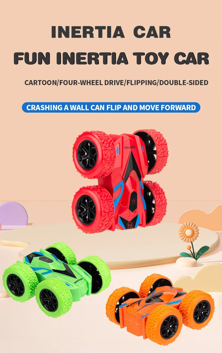 4pcs/2pcs/1pc double-sided inertia stunt rolling toy car - high playability, double-sided playability