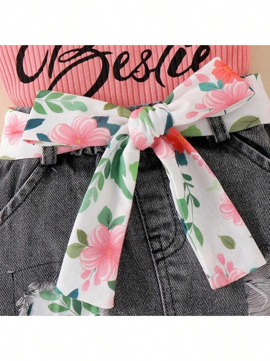 Baby Girl Clothes Newborn Romper Ruffle Sleeve Short Jeans Skirt With Headband Infant Outfits Set 0-18 Months
